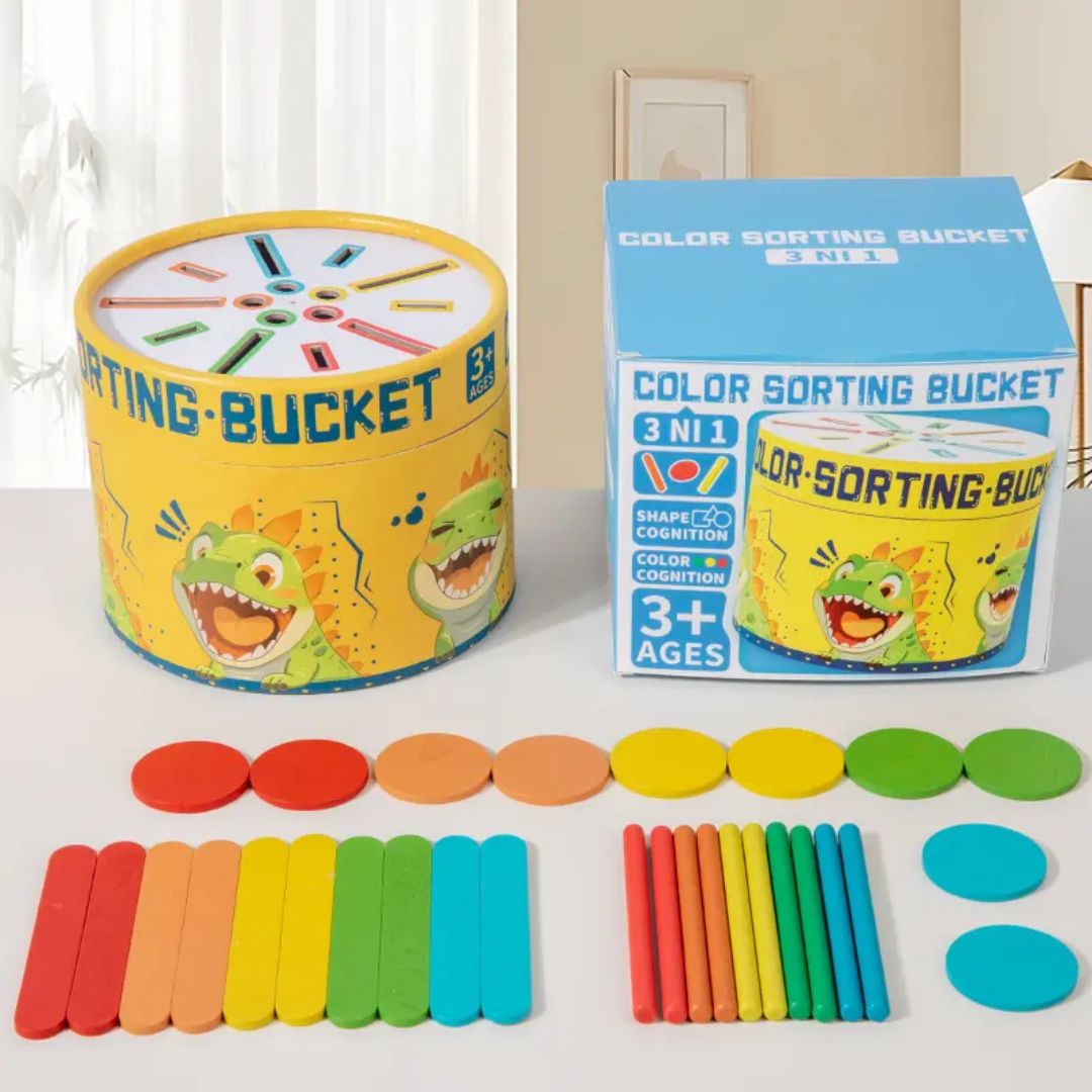 Colour Sorting Bucket 3 in 1 - Wooden
