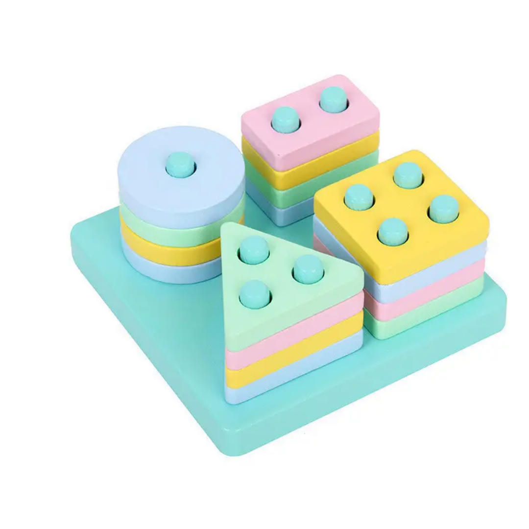 Wooden 4 Column Shape Sorter - Pastel Variant