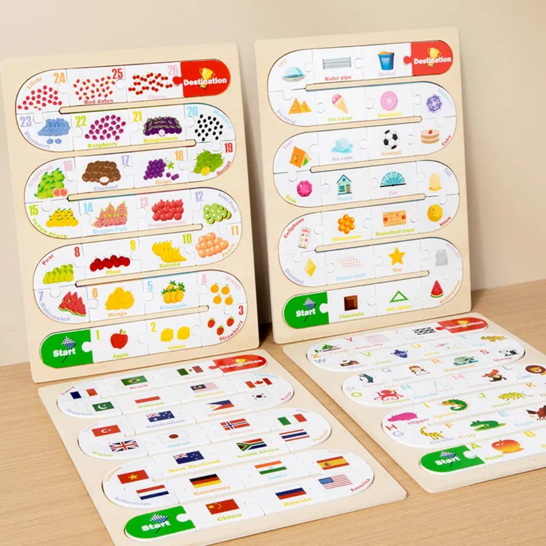 Pattern Puzzle Numbers/Alphabets Wooden Board - Image 5