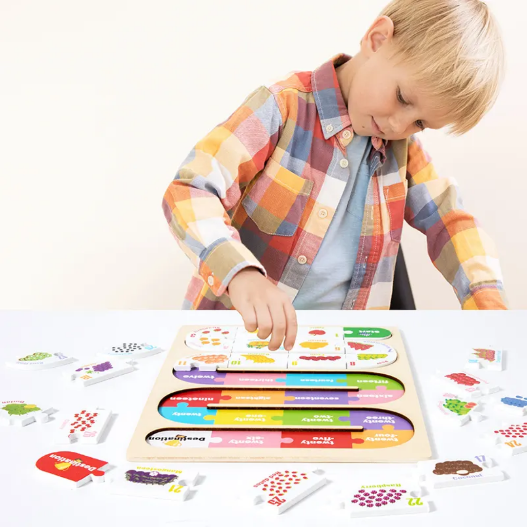 Pattern Puzzle Numbers/Alphabets Wooden Board - Image 4