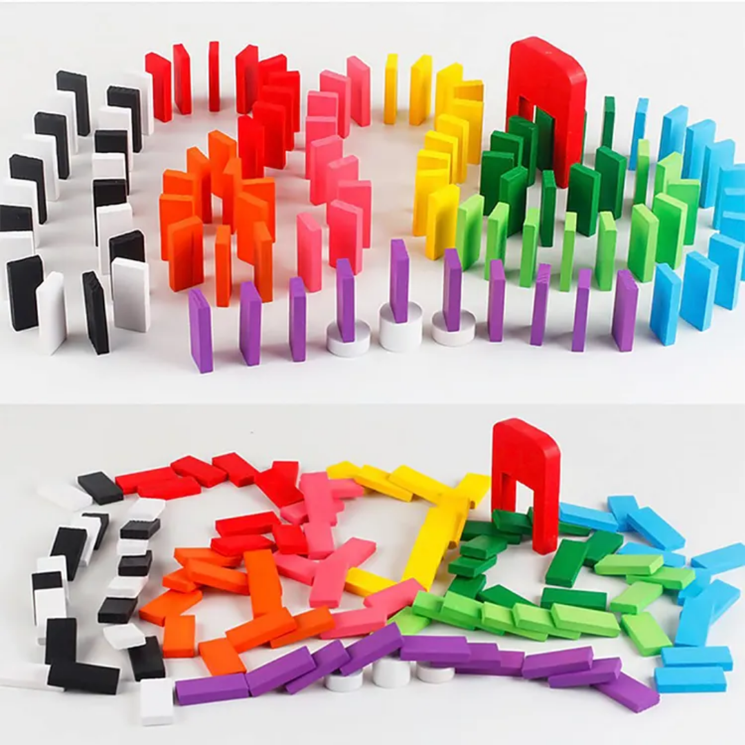 Amazing Wooden Domino 100 pcs – Exciting Creative Play Set for Kids (10 Colours) - Image 2