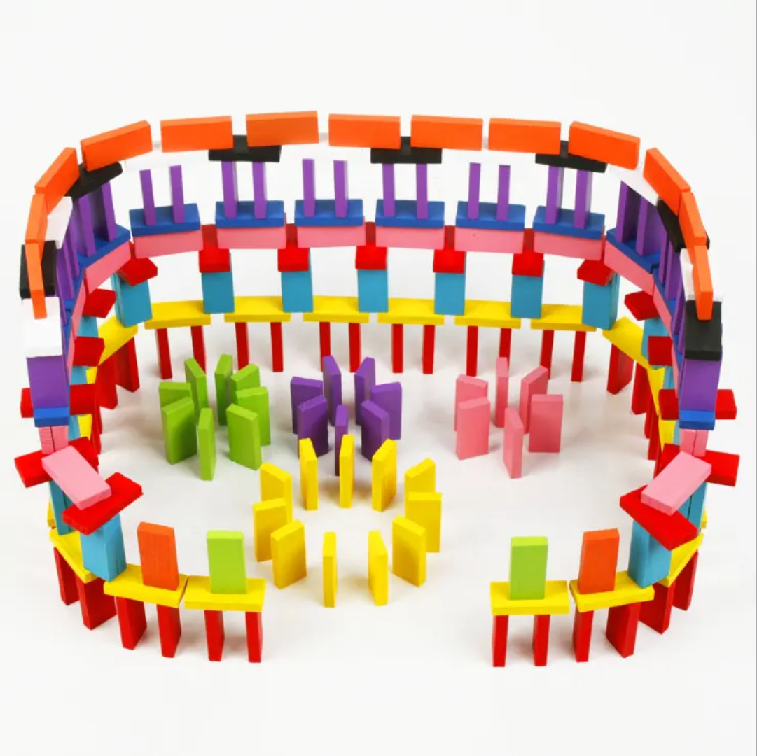 Amazing Wooden Domino 100 pcs – Exciting Creative Play Set for Kids (10 Colours) - Image 4