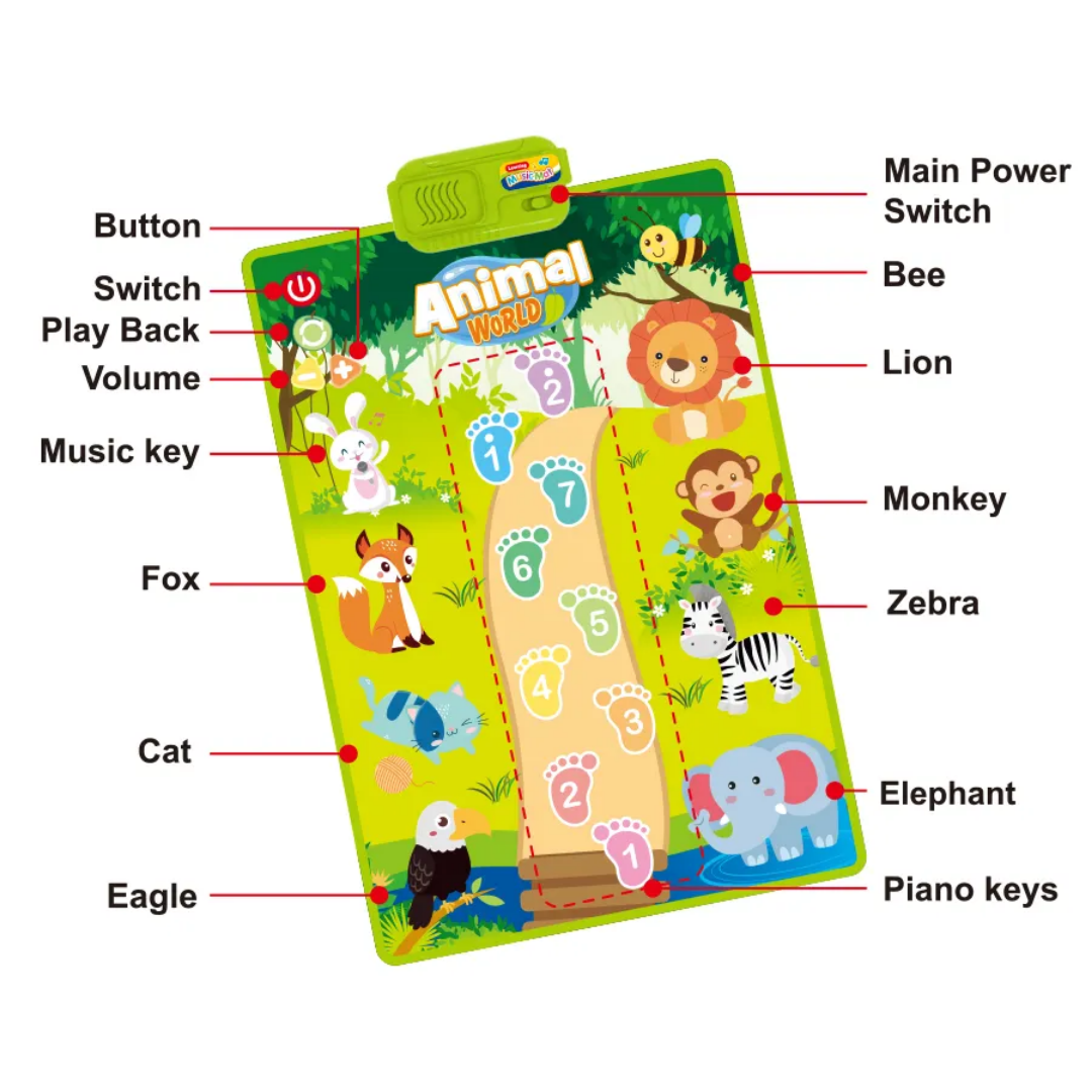 Baby Toddler Music Mat - Animal Theme - Image 3