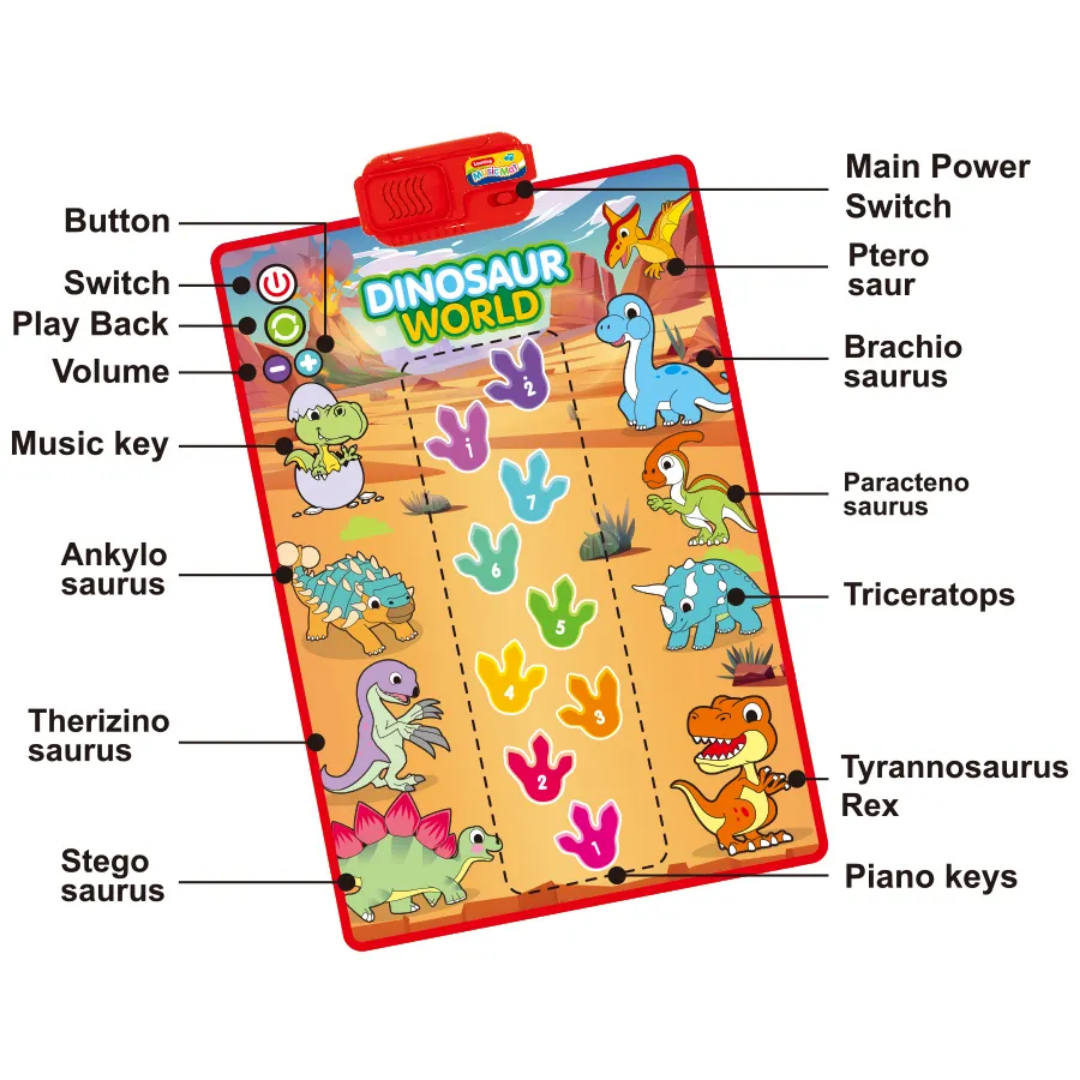 Baby Toddler Music Mat – Dinosaur Theme | 10+ Fun Interactive Musical Play Gym for Ages 0-3 - Image 4