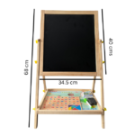 2 in 1 Wooden Easel Board Height Adjustable - Magnetic Whiteboard and Chalk board