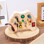 Wooden Busy Toy with Switches And Lights for Pretend Play - Image 2