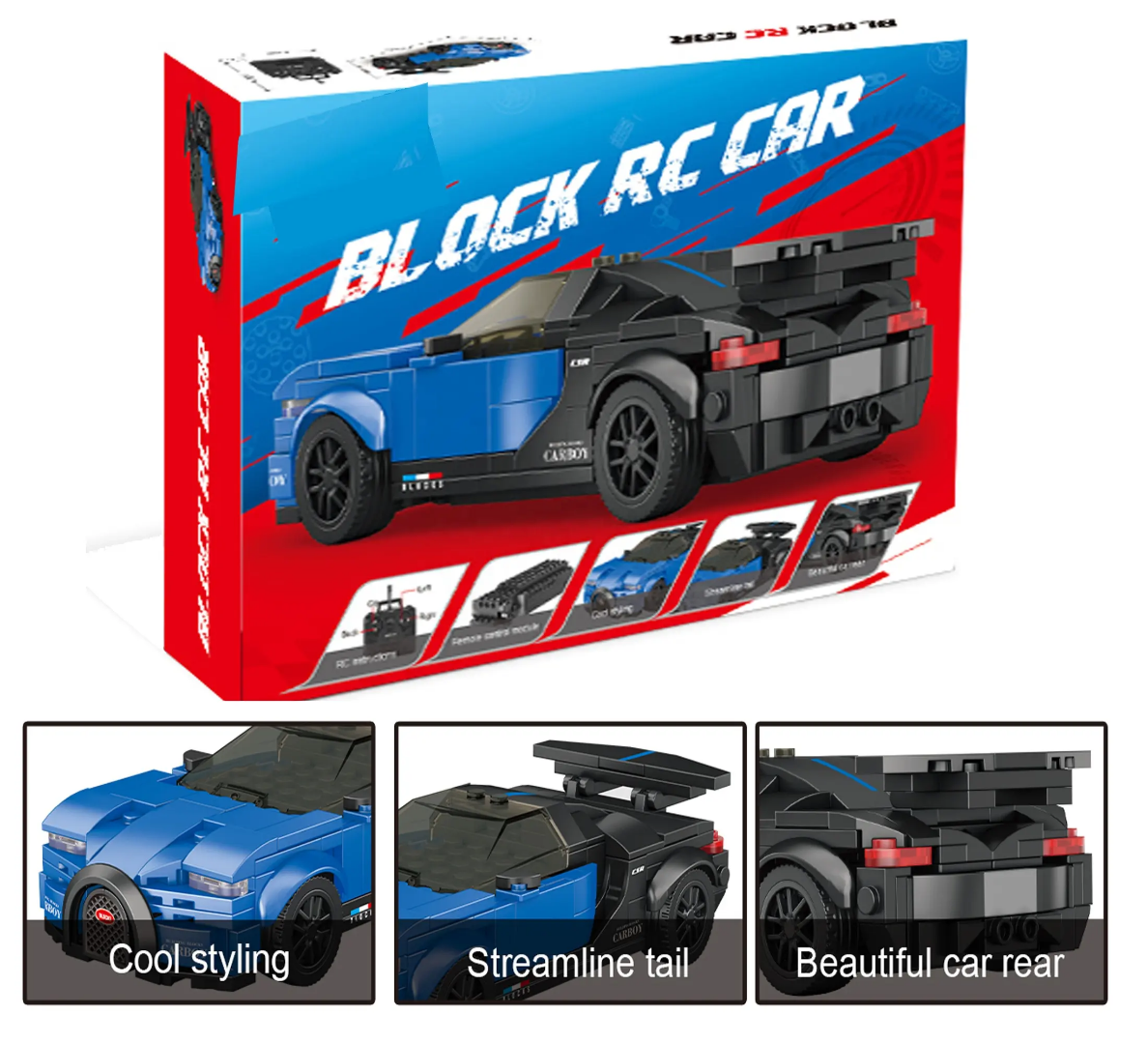1767871015196 Block Remote Control Blue Car - 181 pcs - Remote operated - Image 1