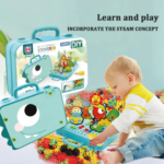 Creative Puzzle Box - Building Blocks Assembled - Dino Theme with Battery Operated Screw Driver Pretend Play - Image 3