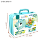 Creative Puzzle Box - Building Blocks Assembled - Dino Theme with Battery Operated Screw Driver Pretend Play - Image 4